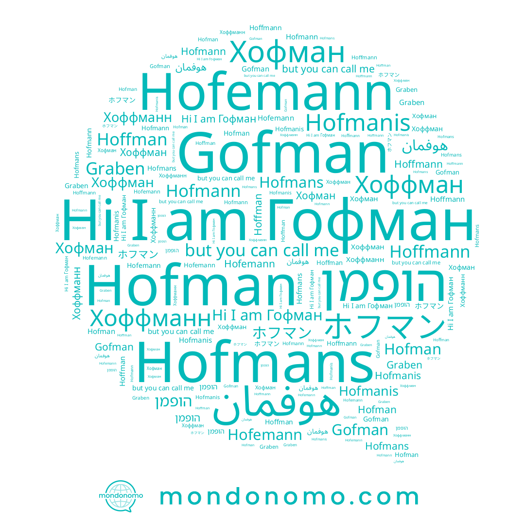 name Hofmann, name Hoffmann, name هوفمان, name Хофман, name Гофман, name Gofman, name Хоффманн, name הופמן, name Hofman, name Hofemann, name Hoffman, name ホフマン, name Хоффман, name Hofmans