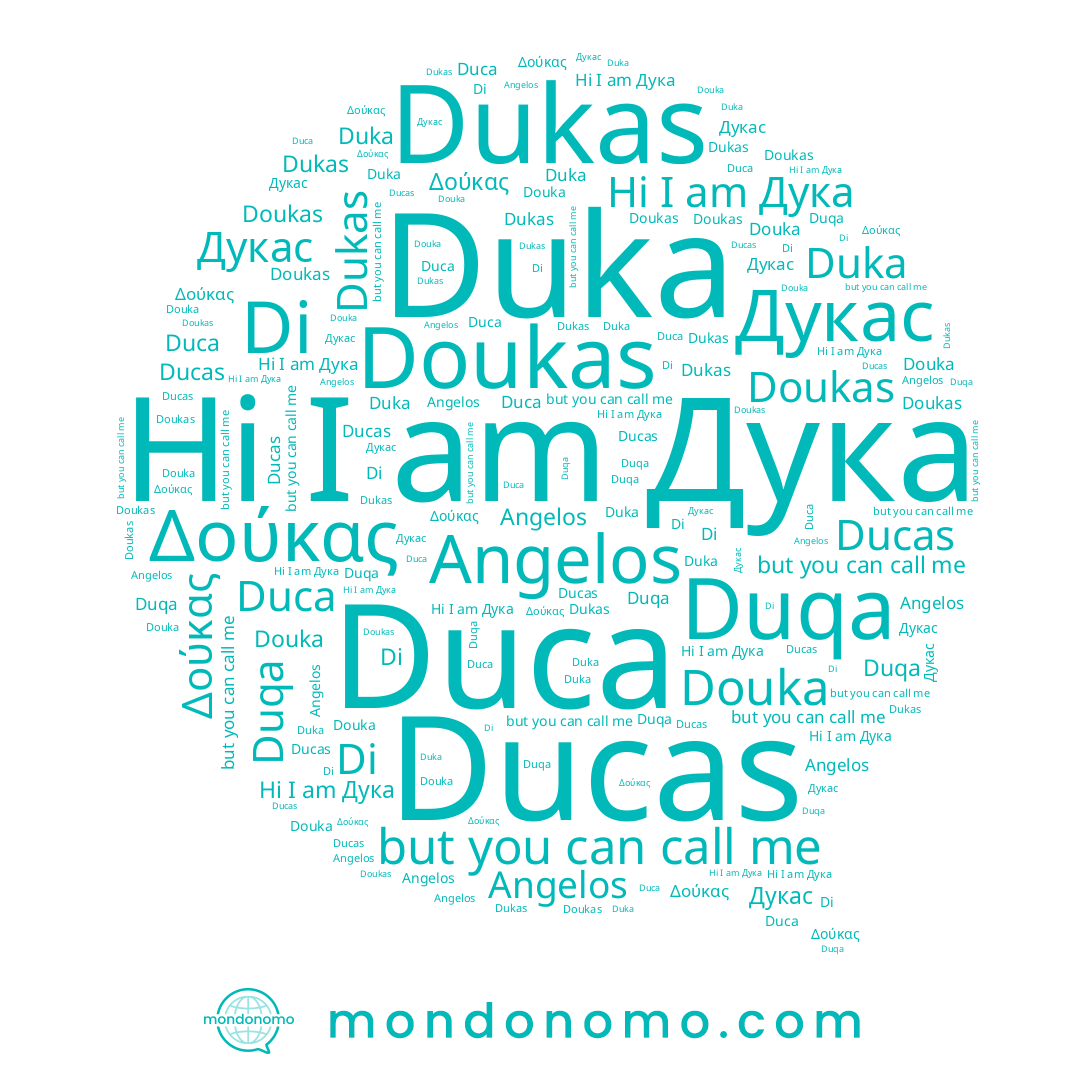 name Дука, name Duqa, name Angelos, name Дукас, name Douka, name Δούκας, name Di, name Duka, name Duca, name Dukas, name Doukas, name Ducas