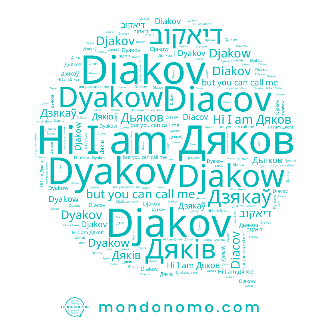 name Diacov, name Дьяков, name Djakow, name Dyakov, name Дяків, name Diakov, name Djakov, name דיאקוב, name Дзякаў, name Dyakow, name Дяков