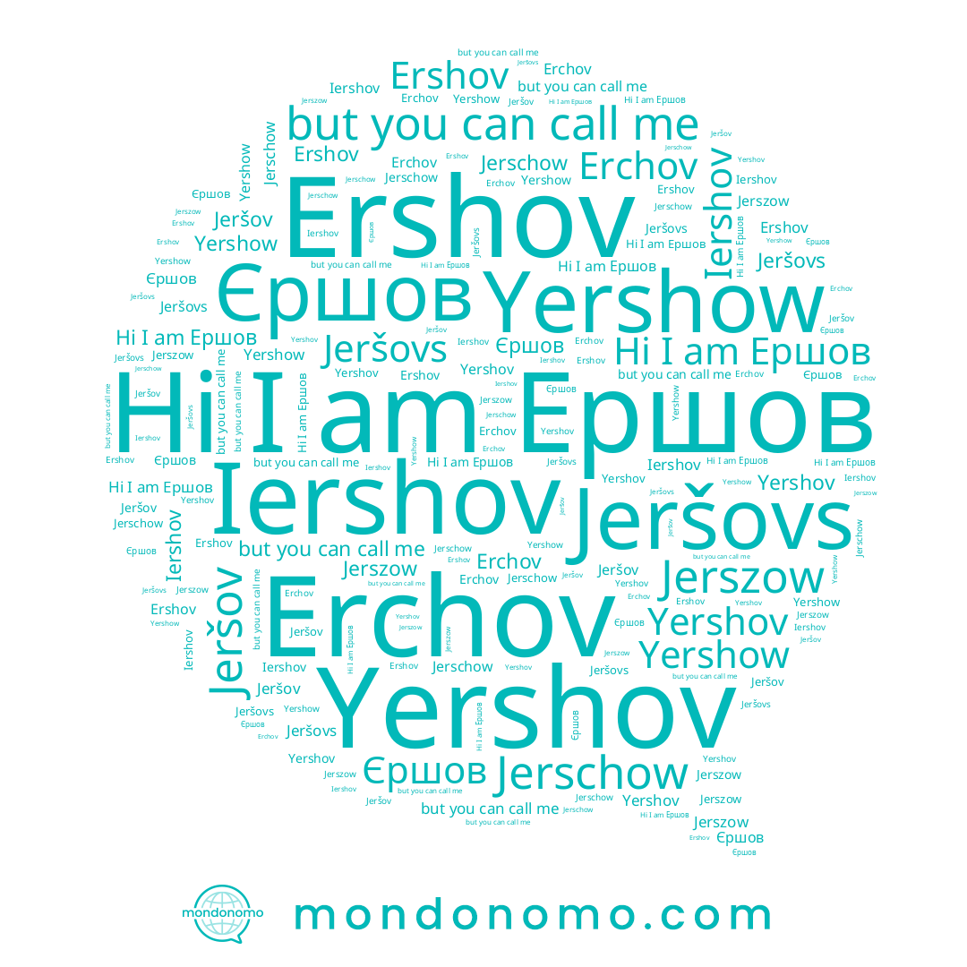 name Jeršovs, name Erchov, name Jerschow, name Jeršov, name Ершов, name Iershov, name Єршов, name Jerszow, name Ershov, name Yershov, name Yershow