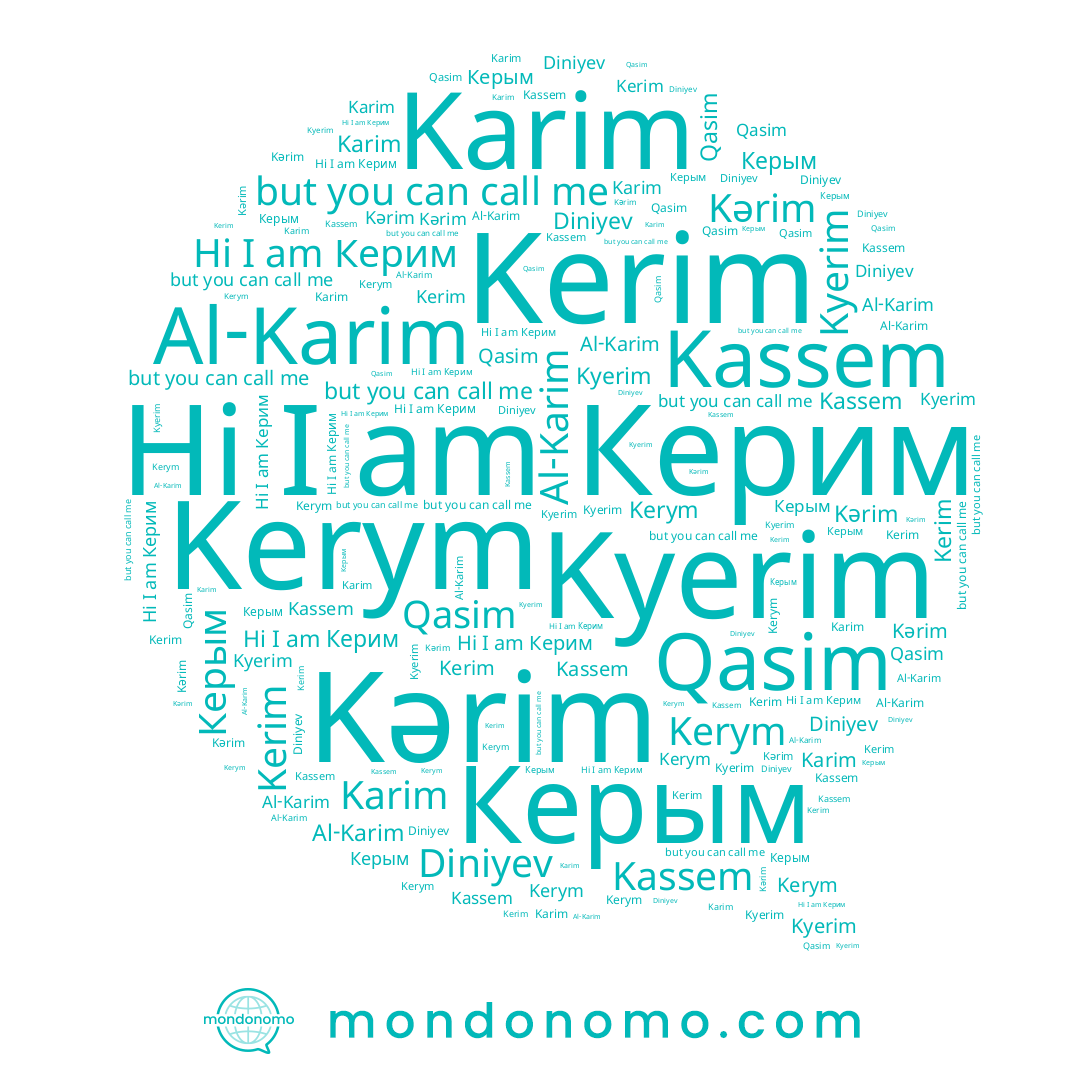 name Kyerim, name Kərim, name Kerym, name Керым, name Kerim, name Diniyev, name Керим, name Al-Karim, name Kassem, name Karim, name Qasim