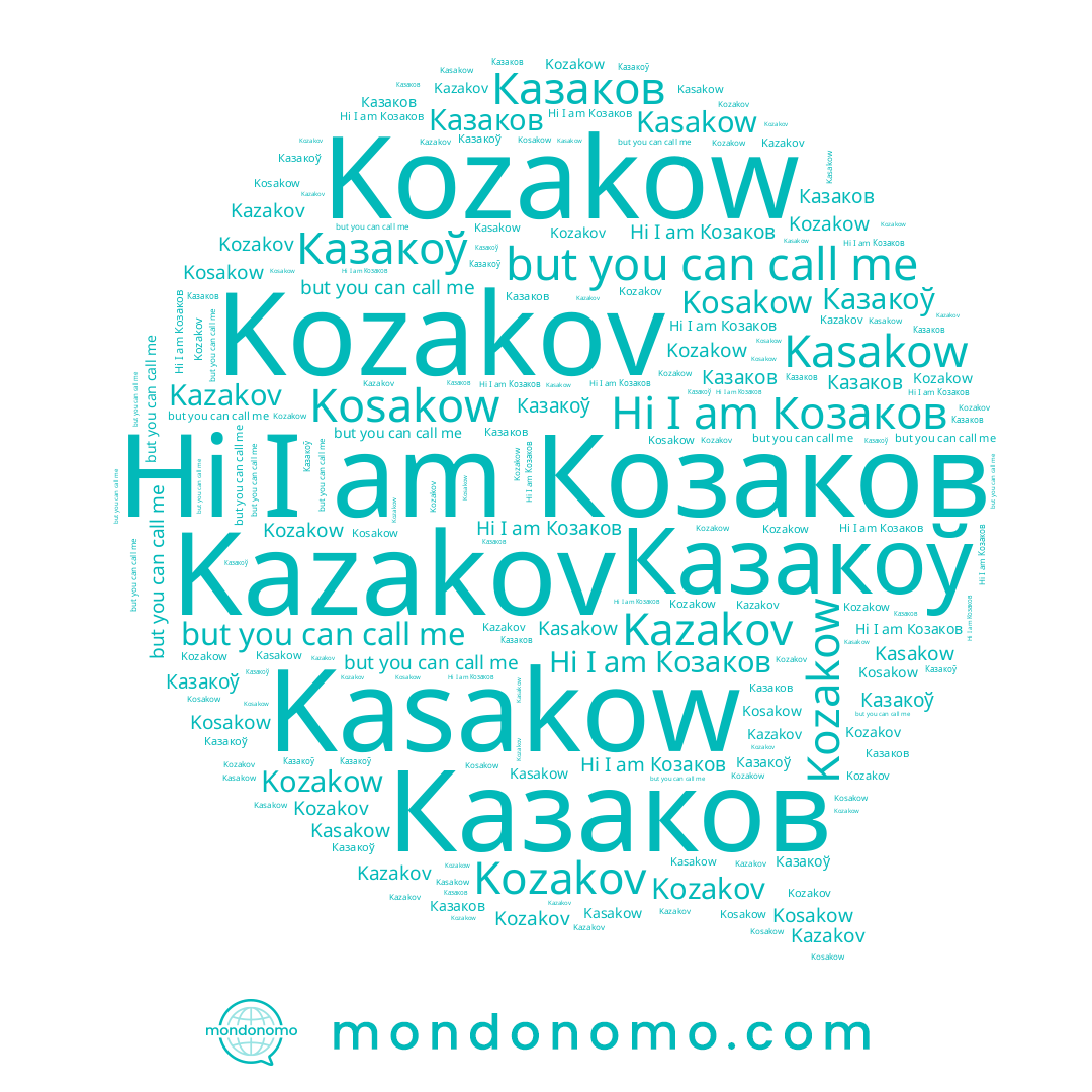 name Kazakov, name Козаков, name Kasakow, name Казаков, name Kozakov, name Kozakow, name Казакоў, name Kosakow