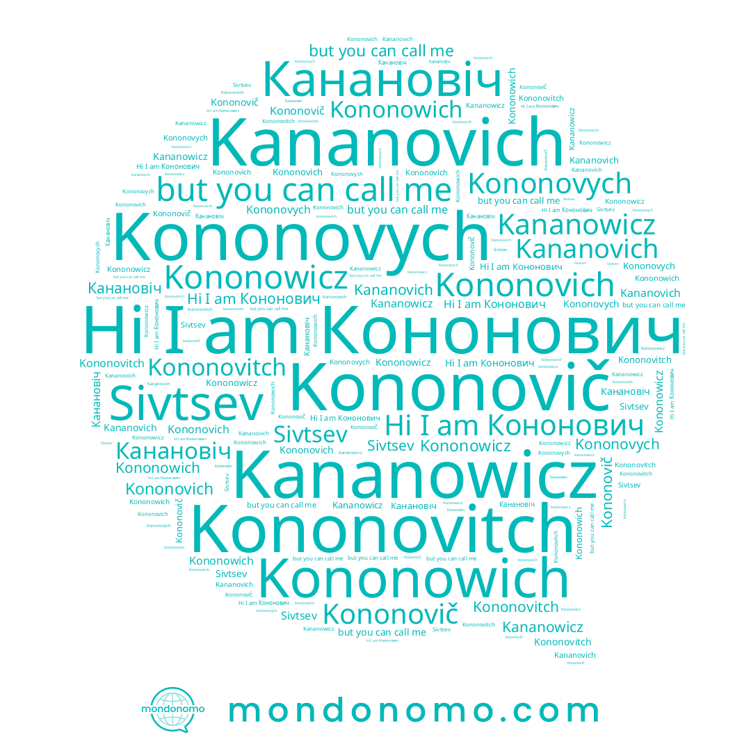 name Kononowicz, name Kononovych, name Kananowicz, name Kononowich, name Kononovitch, name Kononovich, name Kananovich, name Кононович, name Канановіч