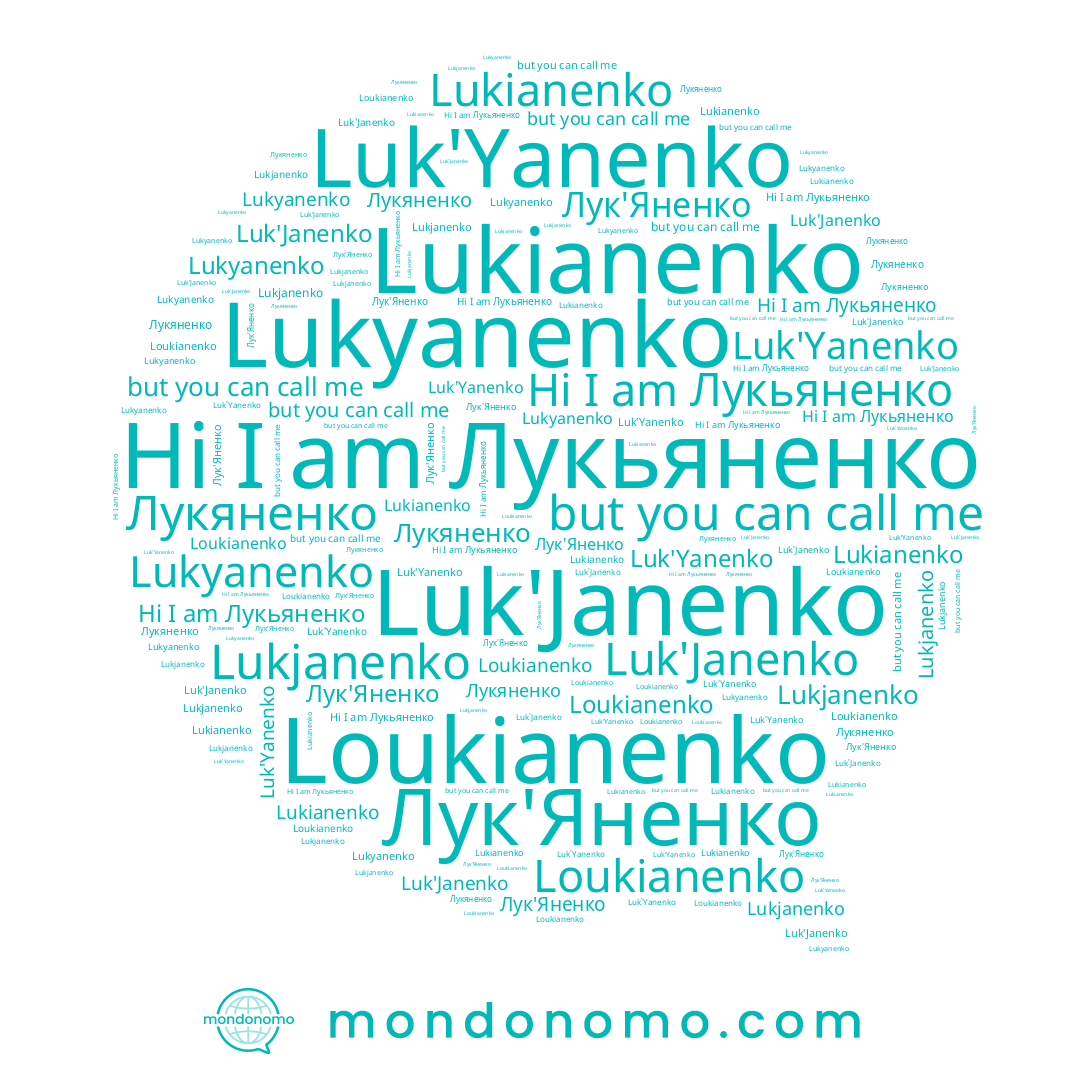 name Lukianenko, name Loukianenko, name Лукьяненко, name Лукяненко, name Lukjanenko, name Lukyanenko, name Лук'Яненко, name Luk'Yanenko, name Luk'Janenko