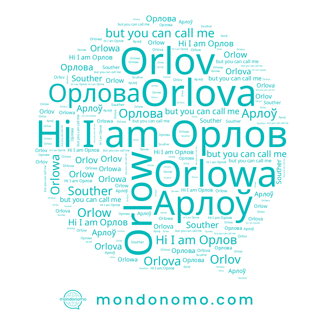 name Арлоў, name Orlow, name Орлова, name Orlov, name Orlova, name Souther, name Orlowa, name Орлов