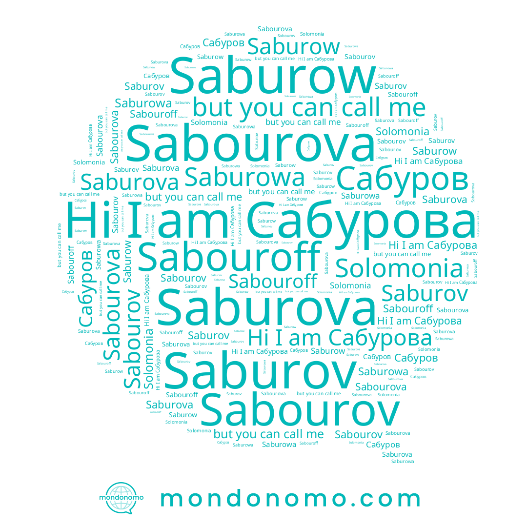 name Sabourov, name Сабуров, name Saburova, name Saburow, name Solomonia, name Sabouroff, name Сабурова, name Sabourova, name Saburov