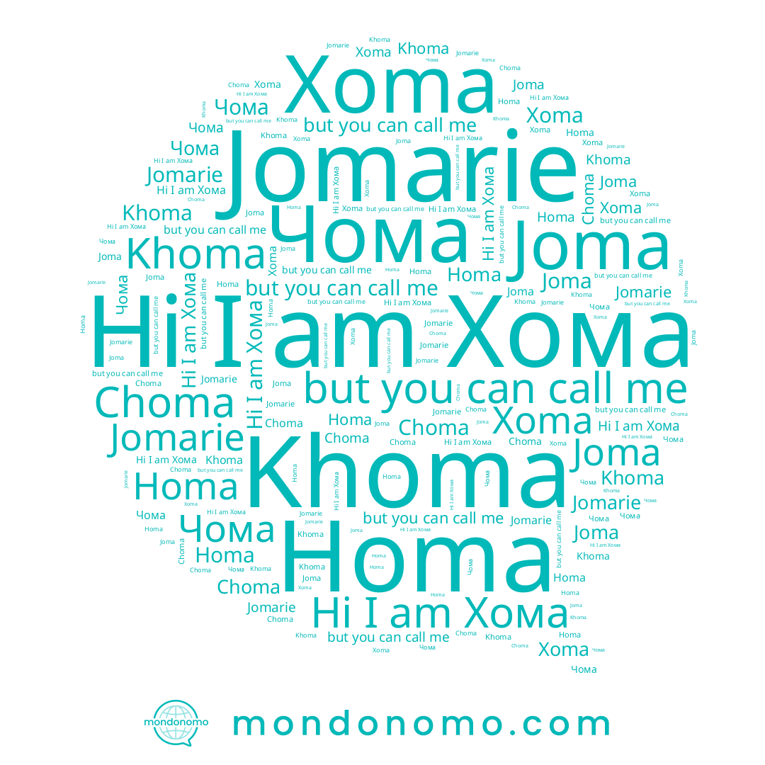 name Choma, name Xoma, name Хома, name Чома, name Homa, name Jomarie, name Khoma, name Joma