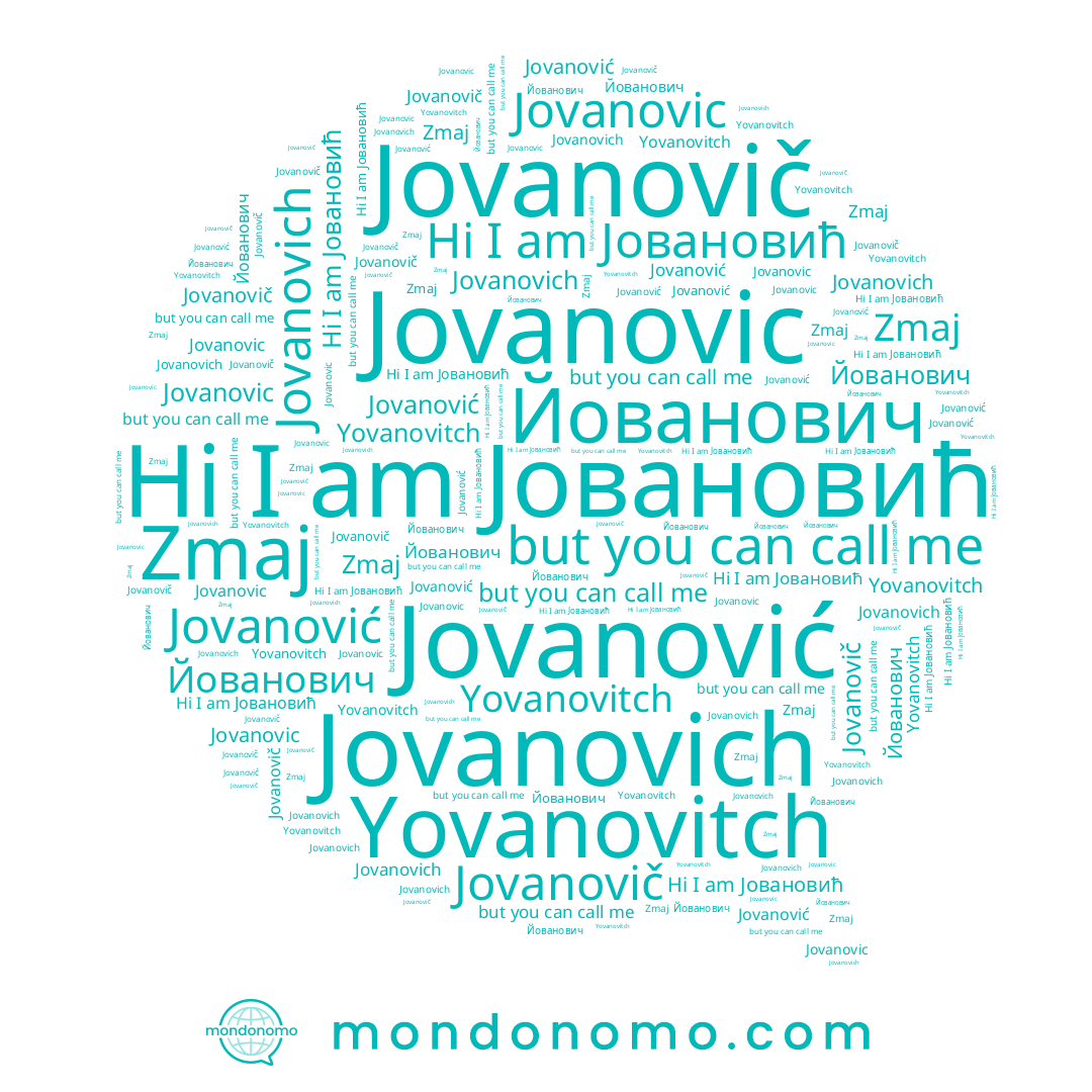 name Јовановић, name Йованович, name Jovanovich, name Yovanovitch, name Jovanović, name Jovanovič, name Jovanovic