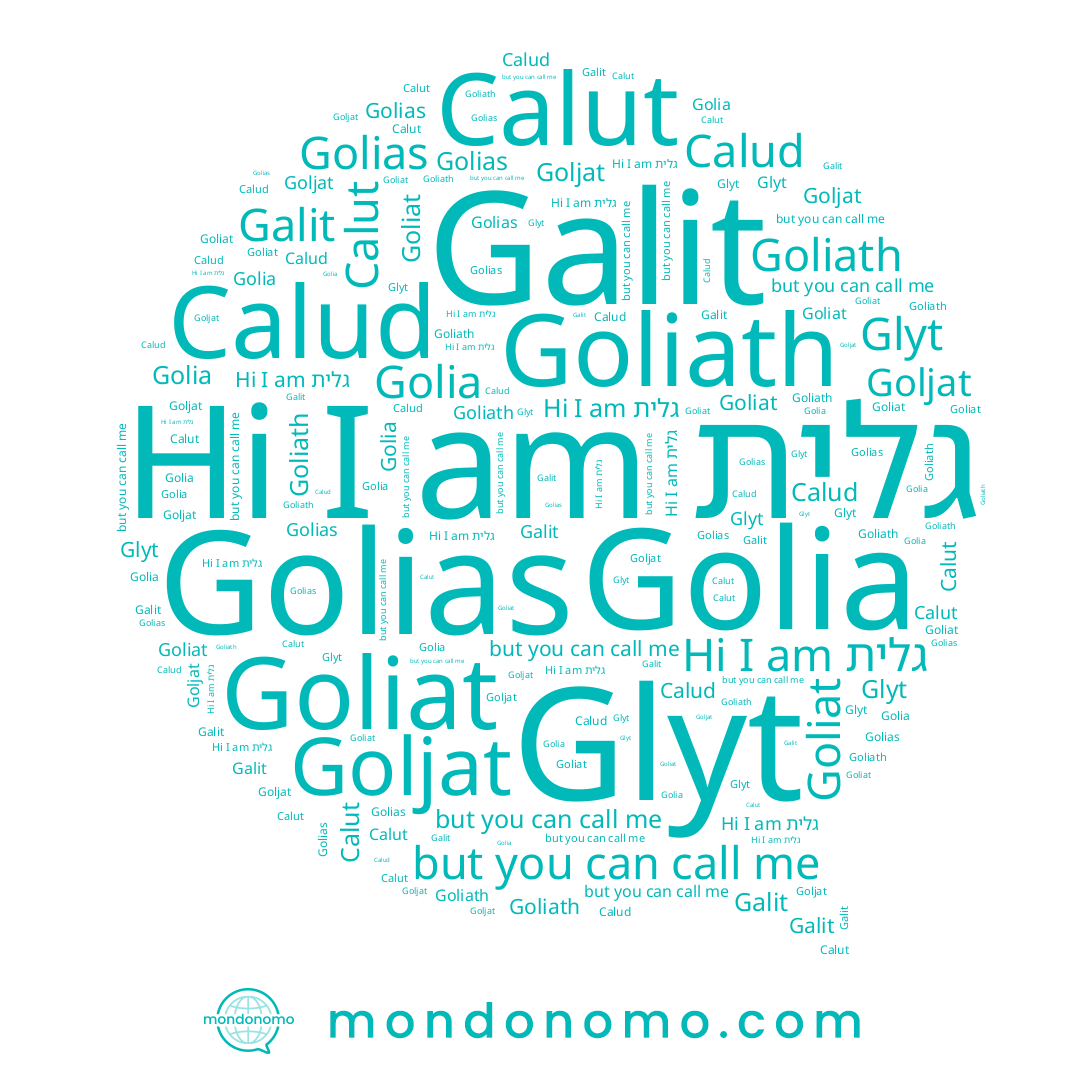 name Golia, name Golias, name Calut, name Goliath, name Glyt, name Goljat, name Goliat, name Calud, name Galit, name גלית