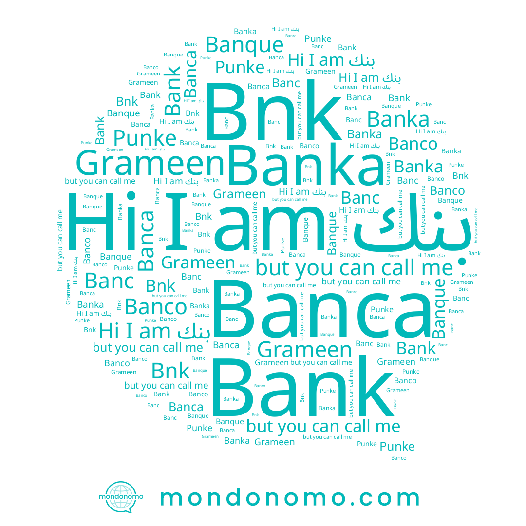 name بنك, name Punke, name Banka, name Banco, name Bank
