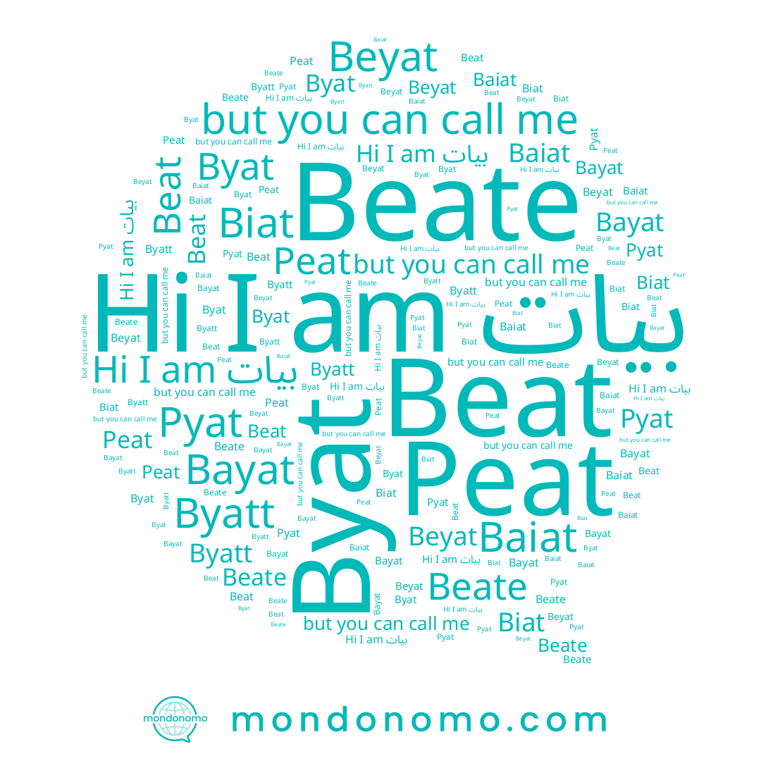 name Byat, name Beyat, name Biat, name Beat, name بيات, name Bayat, name Baiat, name Byatt, name Beate