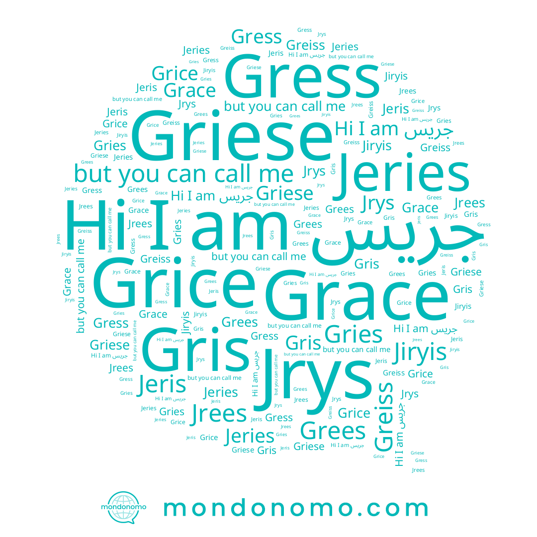 name Griese, name Gres, name Gress, name Greiss, name Jiryis, name Grice, name Jrys, name Grace, name Jeris, name Jrees, name جريس, name Grees, name Gris, name Gries