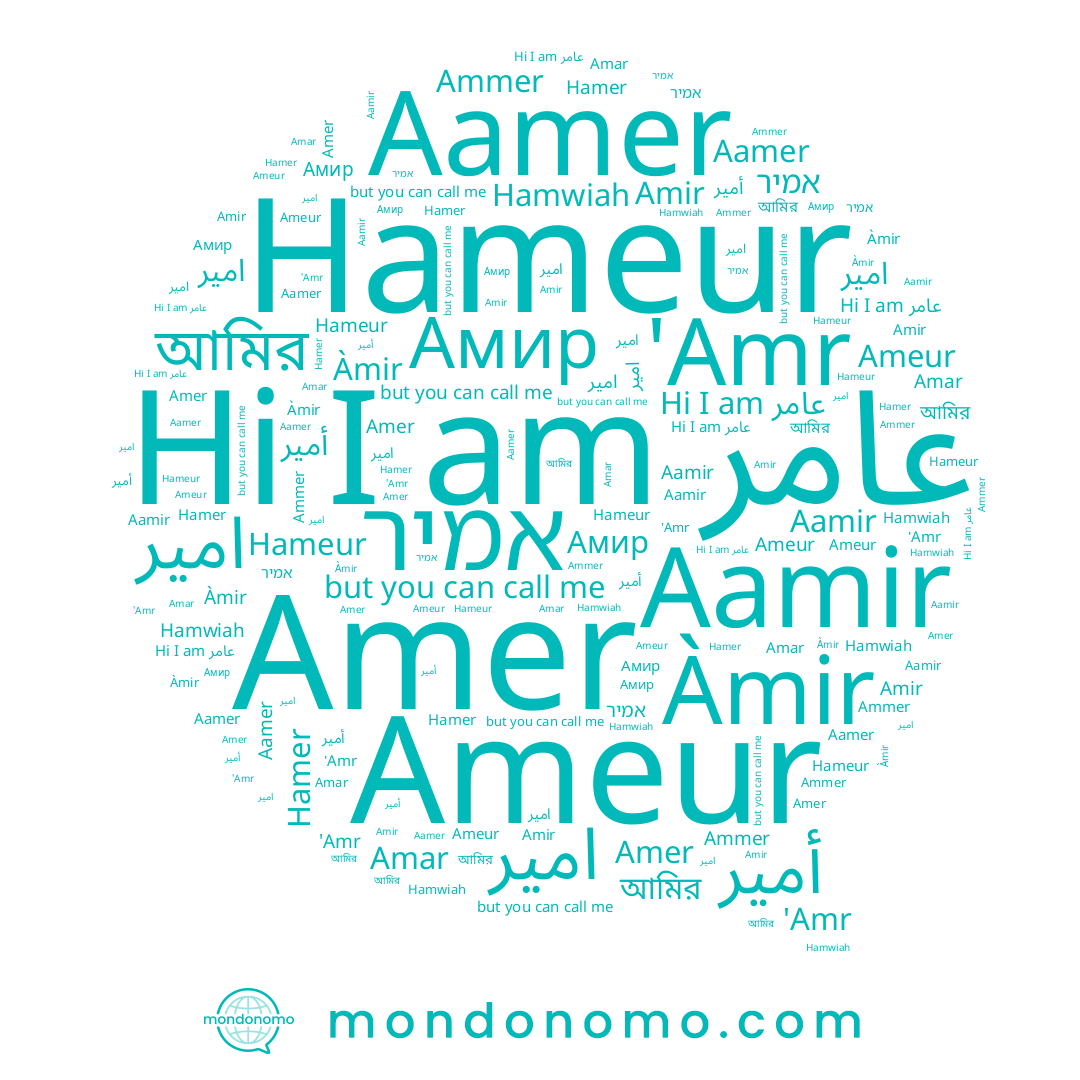 name عامر, name Амир, name Hamer, name Aamer, name Amir, name Ammer, name 'Amr, name امير, name Hameur, name Amr, name Àmir, name אמיר, name Aamir, name Amer, name امیر, name আমির, name Ameur, name Hamwiah, name Amar, name أمير