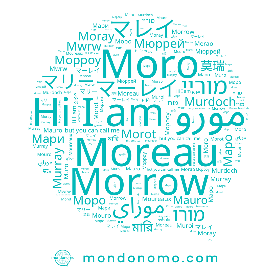 name Muro, name Моро, name マリー, name موراي, name مورو, name Murdoch, name Morot, name Moreau, name Moureaux, name Морроу, name マレイ, name Маро, name Moro, name Мюррей, name Мари, name Morao, name מוריי, name Murray, name Mouro, name Mauro, name Morrow, name Moray, name 莫瑞, name Muroi, name מורו, name マーレイ, name মারি, name Mwrw