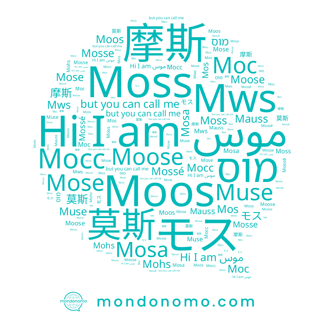 name Moose, name Moss, name Мосс, name Muse, name 摩斯, name Mohs, name Mossé, name Mauss, name Mos, name موس, name מוס, name モス, name Moos, name Mosse, name Mose, name 莫斯
