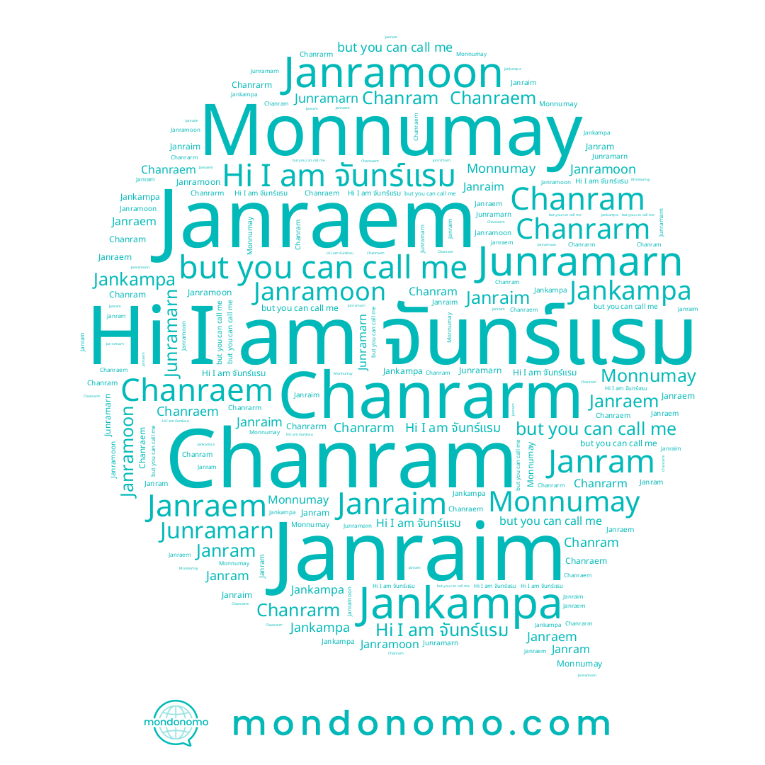 name Chanraem, name จันทร์แรม, name Monnumay, name Janraem, name Jankampa, name Junramarn, name Chanram, name Janraim, name Janram, name Chanrarm, name Janramoon