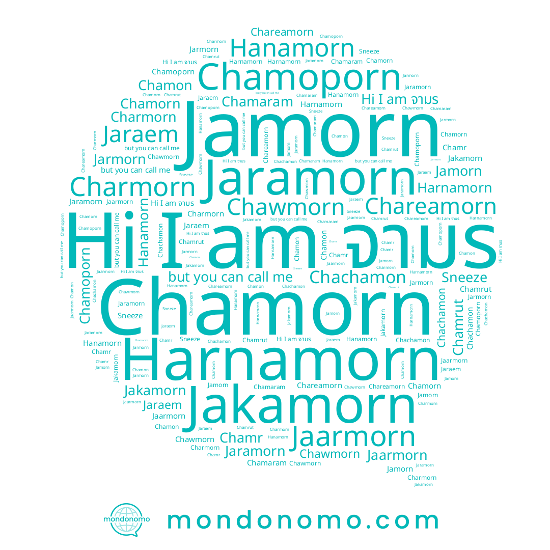 name Charmorn, name Chamon, name Jaramorn, name Jarmorn, name Chareamorn, name Jakamorn, name Harnamorn, name Chamr, name Chamorn, name Jaraem, name Chamaram, name Jamorn, name Jaarmorn, name Chawmorn, name Chachamon, name Chamoporn, name Hanamorn, name Sneeze, name จามร, name Chamrut