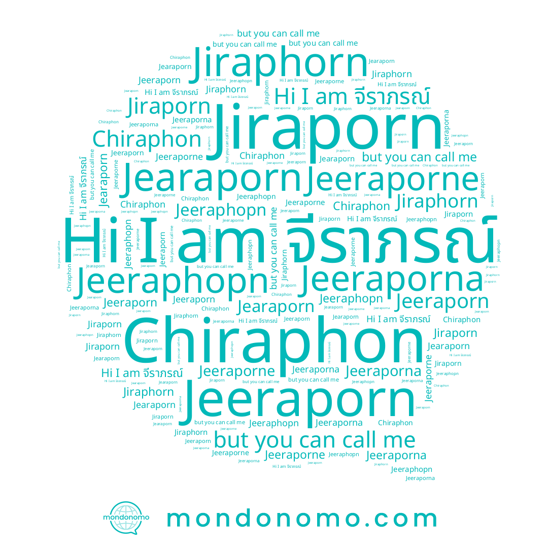 name Jeeraporna, name Chiraphon, name Jiraphorn, name Jiraporn, name Jeeraporne, name Jearaporn, name จีราภรณ์, name Jeeraporn