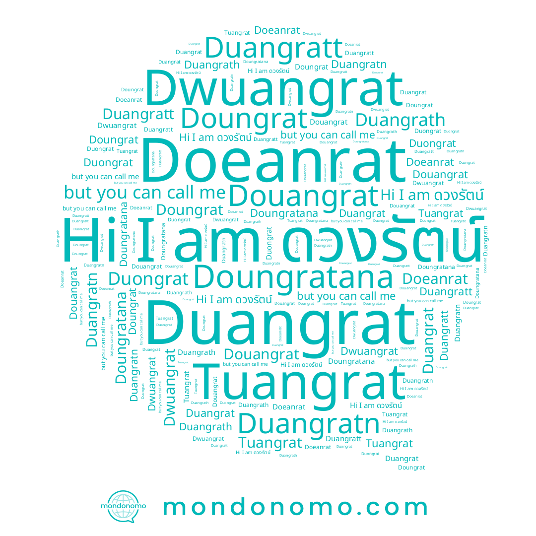 name Doeanrat, name Dwuangrat, name Duangrat, name Duangratn, name Douangrat, name Duangrath, name Tuangrat, name ดวงรัตน์, name Doungratana, name Duangratt