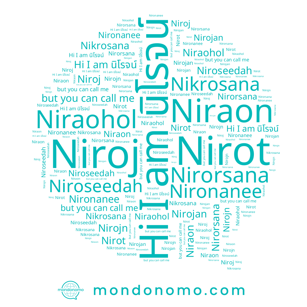 name Nirorsana, name Niraohol, name นิโรจน์, name Nirot, name Nironanee, name Niroj, name Niroseedah, name Nirojan, name Nikrosana, name Niraon, name Nirojn