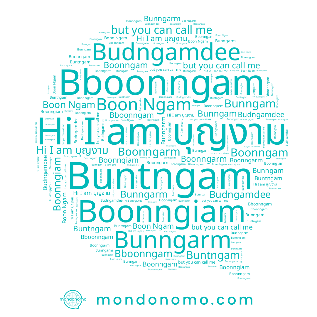 name Boonngarm, name Boonngiam, name Boon Ngam, name Bboonngam, name Bunngam, name บุญงาม, name Boonngam, name Budngamdee, name Bunngarm, name Buntngam