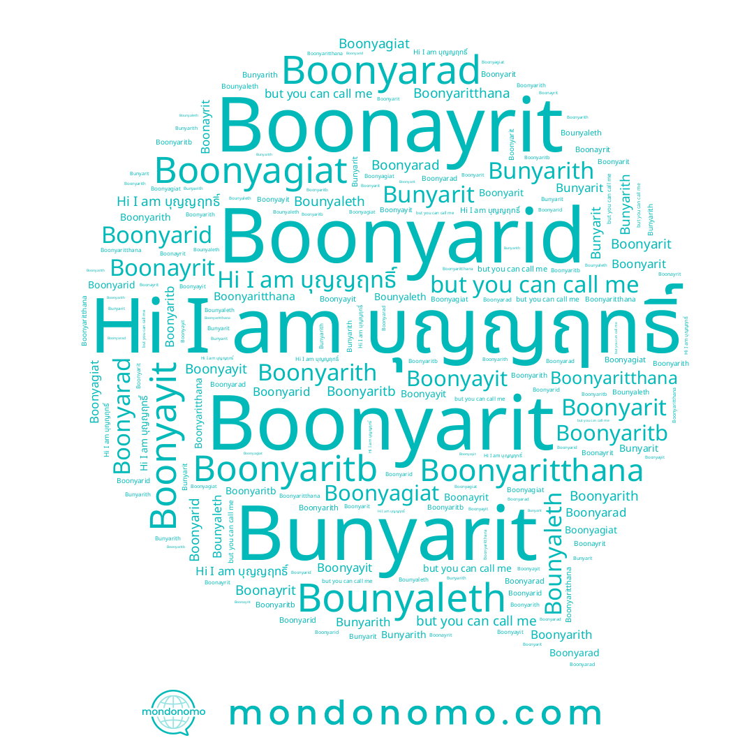name Boonyarad, name Bunyarith, name Bounyaleth, name Boonyarith, name Boonyaritb, name Boonyayit, name Boonyarid, name Boonyagiat, name Boonyaritthana, name Bunyarit, name Boonayrit, name บุญญฤทธิ์, name Boonyarit