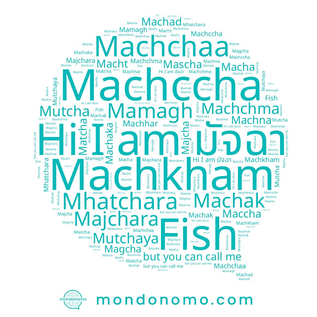 name Majchara, name Machaka, name Fish, name Matcha, name Mutchaya, name Machad, name Macht, name Machccha, name Machak, name Machchaa, name Majcha, name Mascha, name Machkham, name มัจฉา, name Machchma, name Macha, name Magcha, name Machna, name Mhatchara, name Maccha, name Machhar, name Mamagh