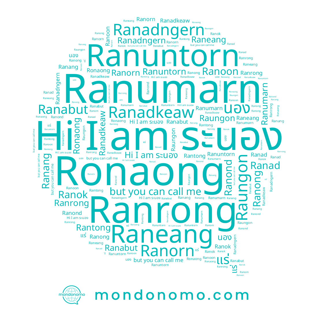 name Rantong, name Ranuntorn, name Ranorn, name Ranadkeaw, name Ranong, name Raneang, name Ronaong, name แร่, name Ranang, name นอง, name Ranabut, name ระนอง, name Ranok, name Ranoon, name Ranumarn, name Raungon, name Ranond, name Ranadngern, name Ranrong, name Ranad