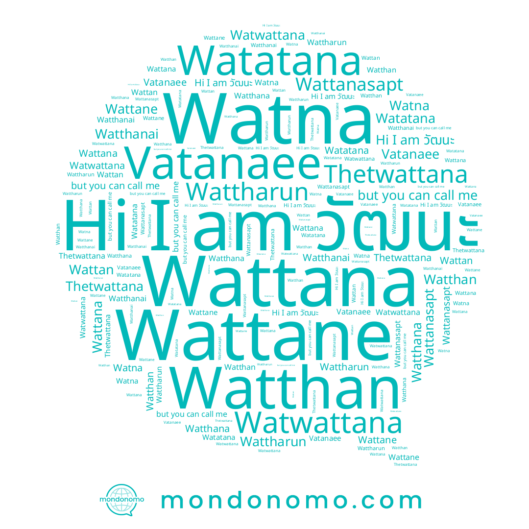 name Wattharun, name Watna, name Watthana, name Wattana, name Thetwattana, name Vatanaee, name Wattane, name Watthan, name Watthanai, name Watwattana, name Wattanasapt, name Watatana, name Wattan, name วัฒนะ