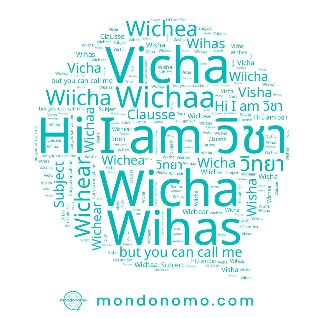 name Wicha, name Vicha, name Wihas, name Subject, name วิทยา, name Wiicha, name Wichear, name Wisha, name Wichaa, name Clausse, name Visha, name วิชา, name Wichea