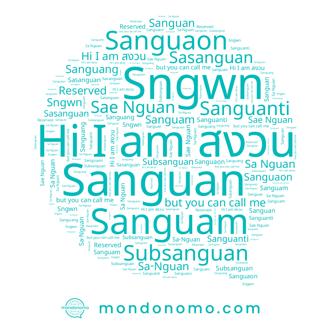 name Sanguan, name Sa-Nguan, name Sasanguan, name Sanguanti, name Sanguaon, name Subsanguan, name สงวน, name Sanguam, name Sa Nguan, name Snguan