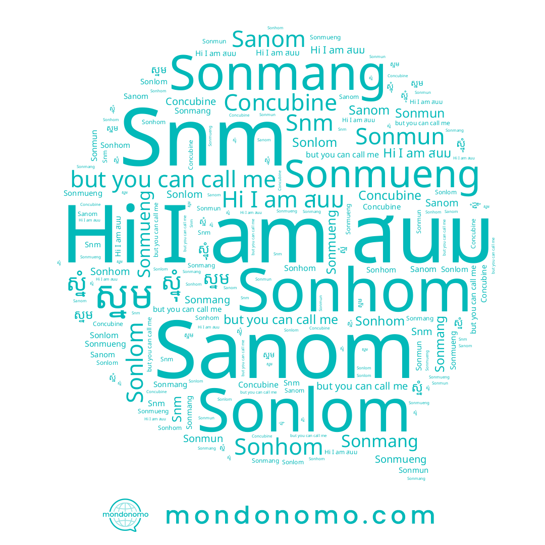 name Sonmun, name ស្នុំ, name สนม, name Sonlom, name Sanom, name Sonmang, name Sonmueng, name ស្នំ, name Sonhom, name ស្នម