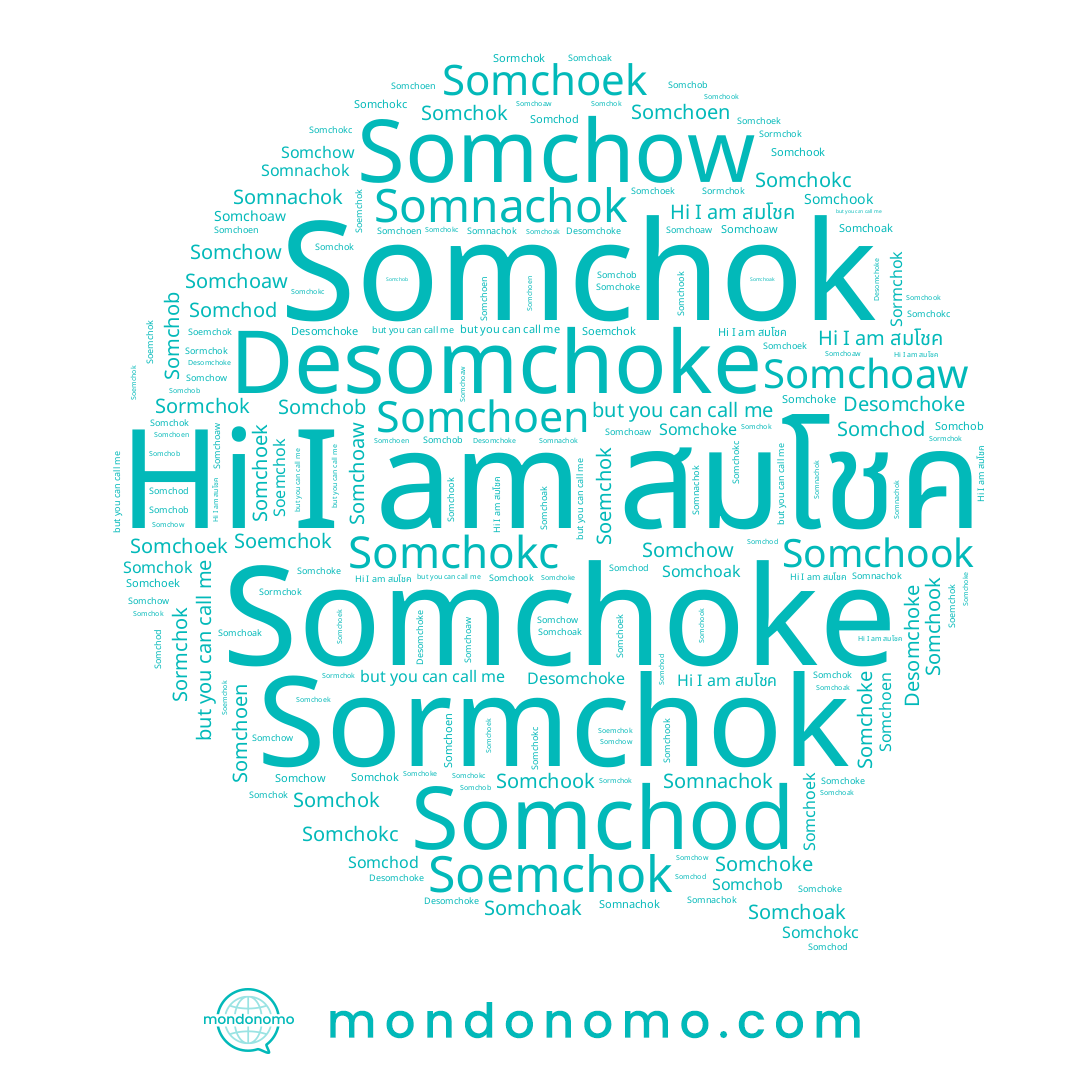 name Desomchoke, name Somchoen, name Somchob, name Somchoke, name Soemchok, name Somnachok, name Somchok, name Somchoak, name Somchoek, name Somchoaw, name Somchook, name Sormchok, name Somchod, name Somchow, name สมโชค
