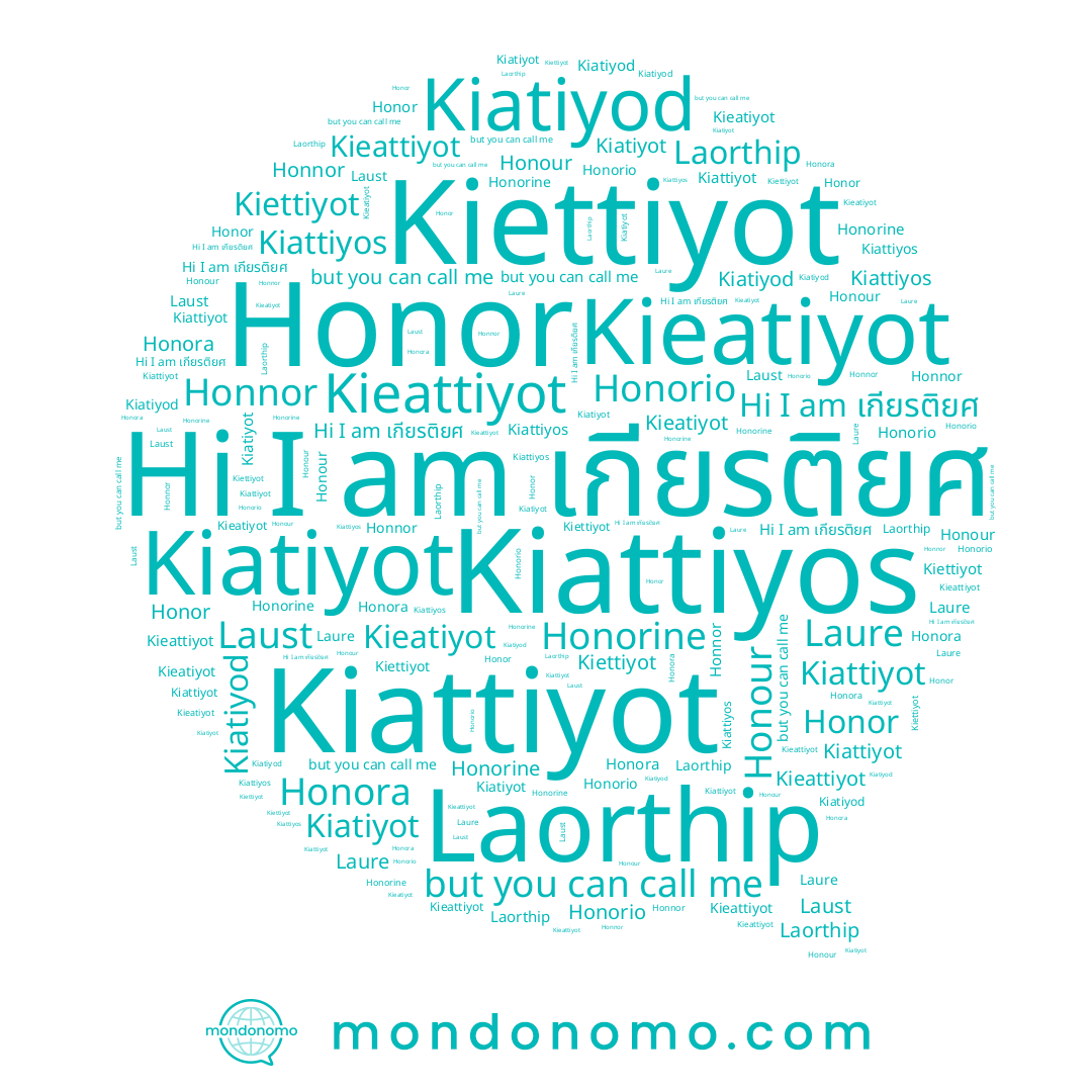 name Honorio, name Laorthip, name Honorine, name Honor, name Honnor, name Laust, name Kiatiyot, name Kiattiyot, name Kiattiyos, name Kiettiyot, name Laure, name เกียรติยศ, name Kieattiyot, name Kiatiyod, name Honora