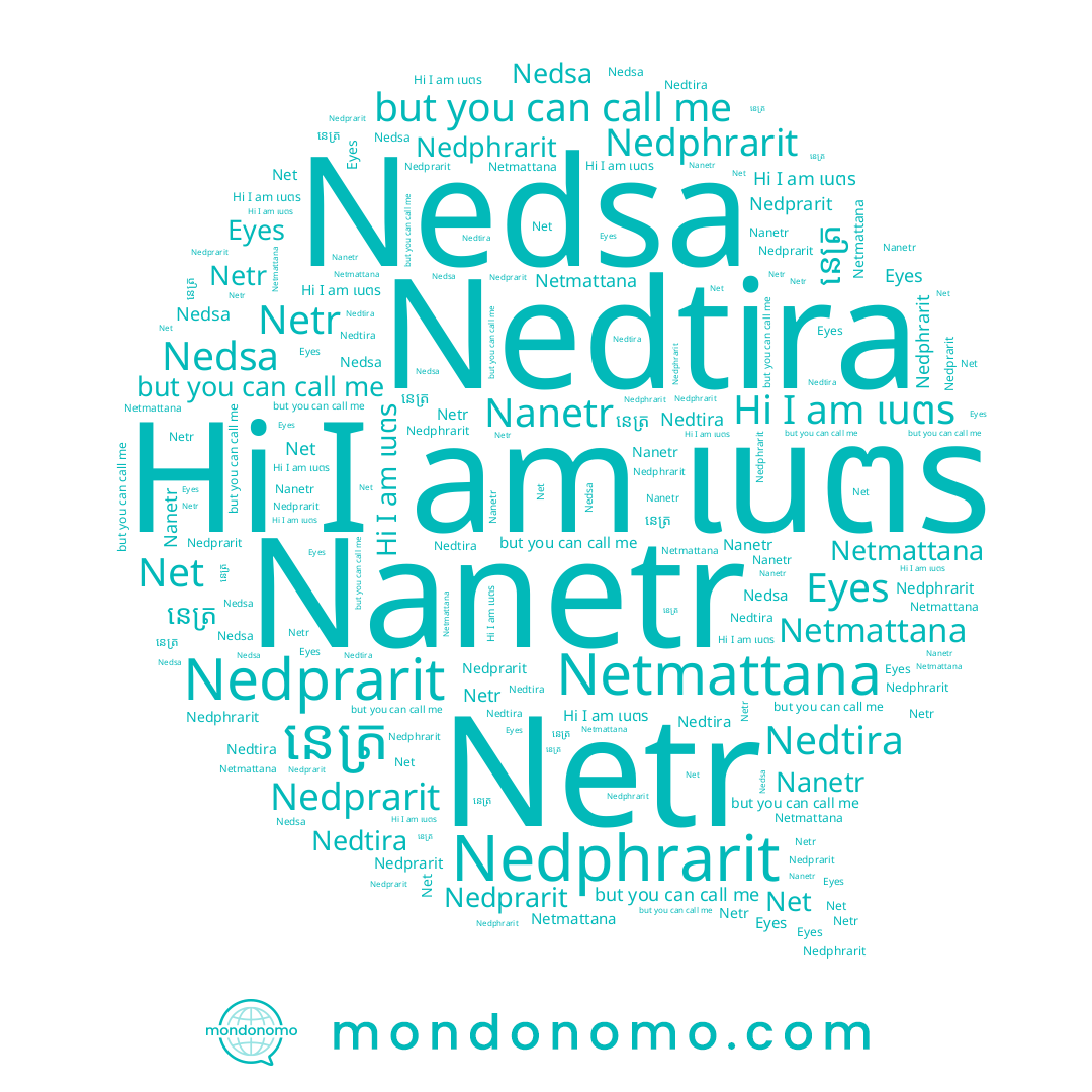 name Nedsa, name เนตร, name Netmattana, name Nedphrarit, name Nedtira, name Nanetr, name Netr, name Nedprarit, name នេត្រ