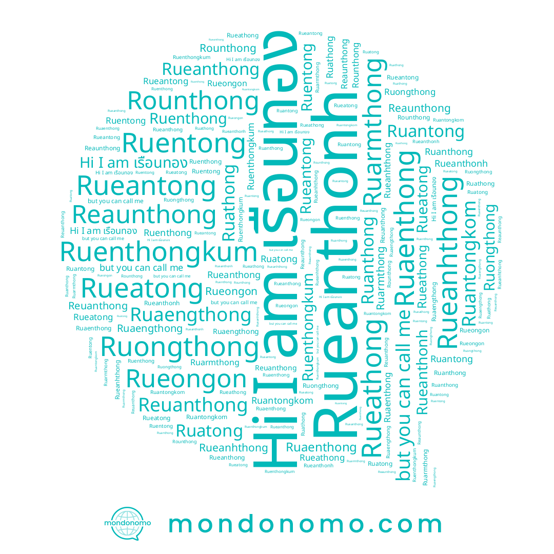 name Ruenthong, name Reuanthong, name Ruanthong, name Rueathong, name Rueanthong, name Ruentong, name Rueanhthong, name Ruantong, name Ruantongkom, name เรือนทอง, name Rueantong, name Rueatong, name Rueongon, name Ruarmthong, name Ruatong, name Reaunthong, name Ruongthong, name Ruathong, name Ruenthongkum, name Ruaengthong, name Rounthong, name Ruaenthong