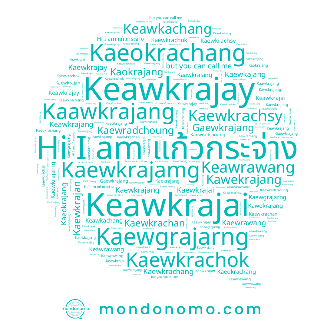 name Gaewkrajang, name Keawkrajai, name Kaeokrachang, name Kaawkrajang, name Kaeokrajang, name Kaewkrajai, name Kaewgrajarng, name Keawkachang, name Keawkrajang, name Kaewkrachan, name Kaewrawang, name Kaewradchoung, name Kaewkrachsy, name Kaewkrajan, name Kawekrajang, name Kaewkrachang, name Keawrawang, name Kaewkajang, name Kaewkrachok, name Kaewkrajang, name Kaokrajang, name Kaewkrajay, name Kaewkrajamg, name Keawkrajay