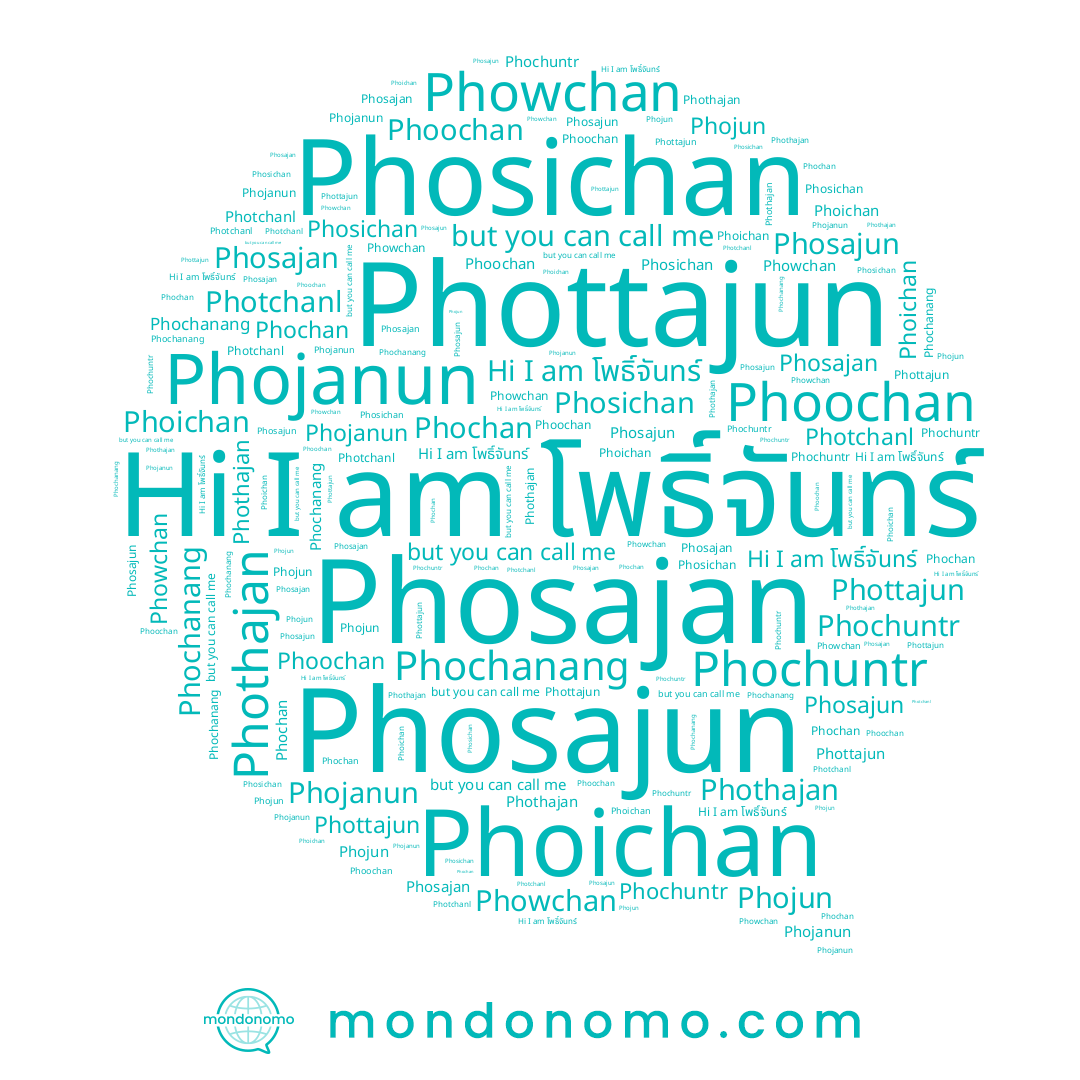 name Phojun, name Phojanun, name Phosajan, name Phosajun, name Phochan, name Phothajan, name Phowchan, name โพธิ์จันทร์, name Phottajun, name Phoichan, name Phosichan, name Phoochan, name Phochanang, name Phochuntr, name Photchanl