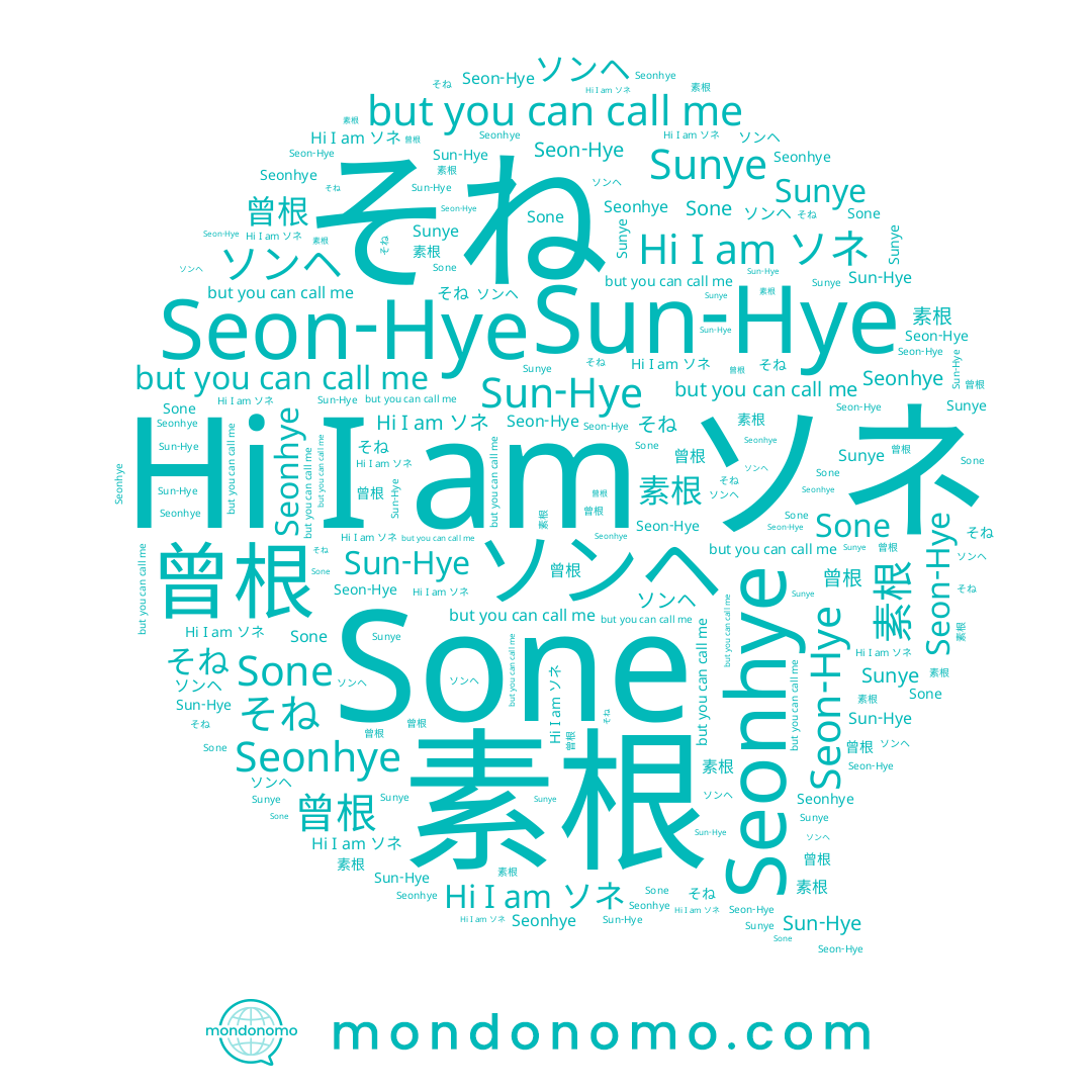 name Seon-Hye, name ソンヘ, name 曾根, name 선혜, name ソネ, name そね, name Sone, name Seonhye, name Sun-Hye, name 素根, name Sunye