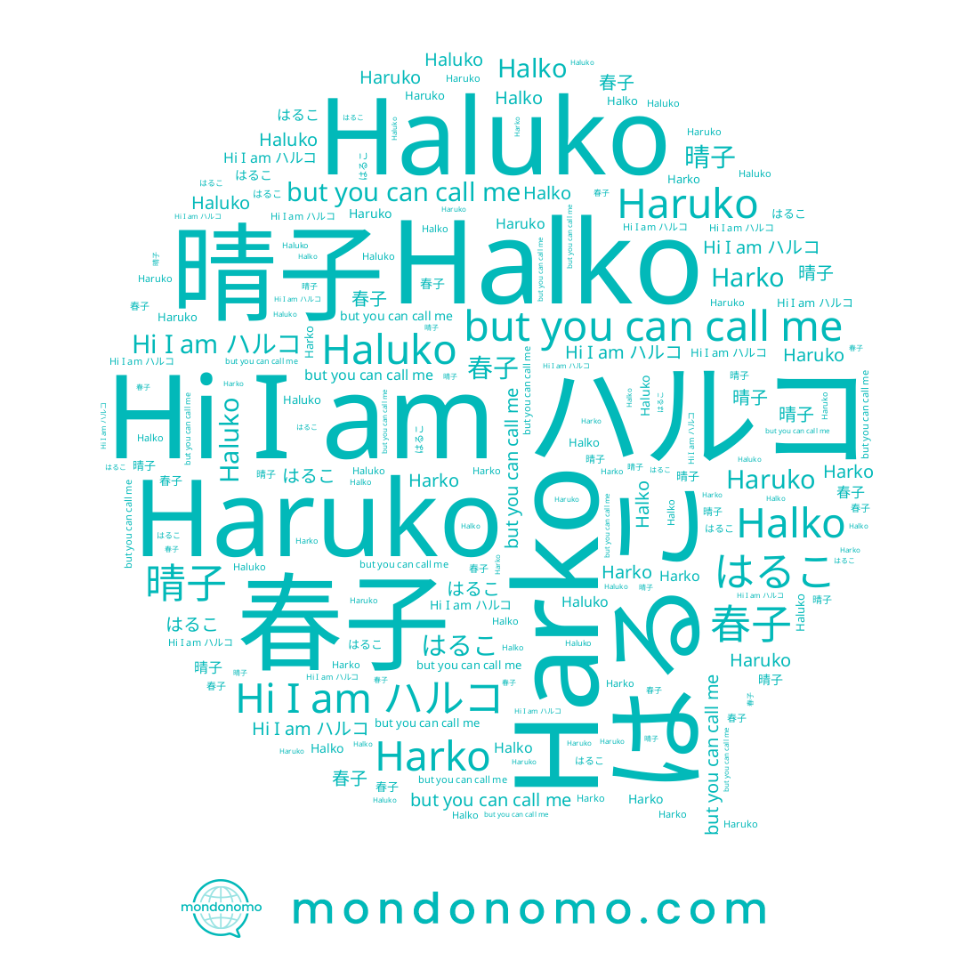 name Harko, name 晴子, name Halko, name はるこ, name 春子, name Haruko, name Haluko, name ハルコ