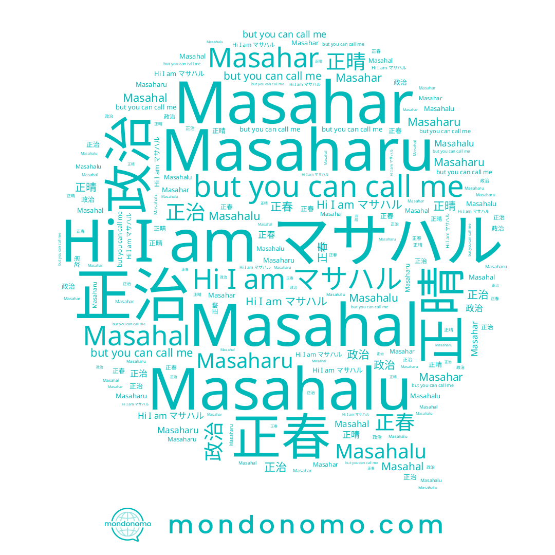 name Masahalu, name 正晴, name Masahar, name 正治, name 政治, name Masahal, name マサハル, name Masaharu, name 正春