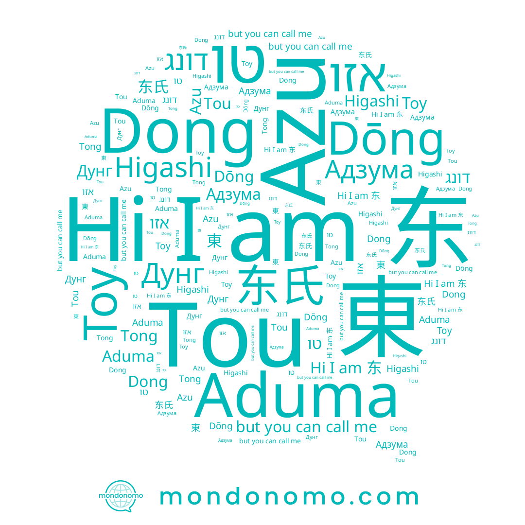 name Dong, name Тоу, name Tou, name Aduma, name Higashi, name אזו, name 东, name Адзума, name Дунг, name Azu, name דונג, name 东氏, name Tong, name 東, name Dōng