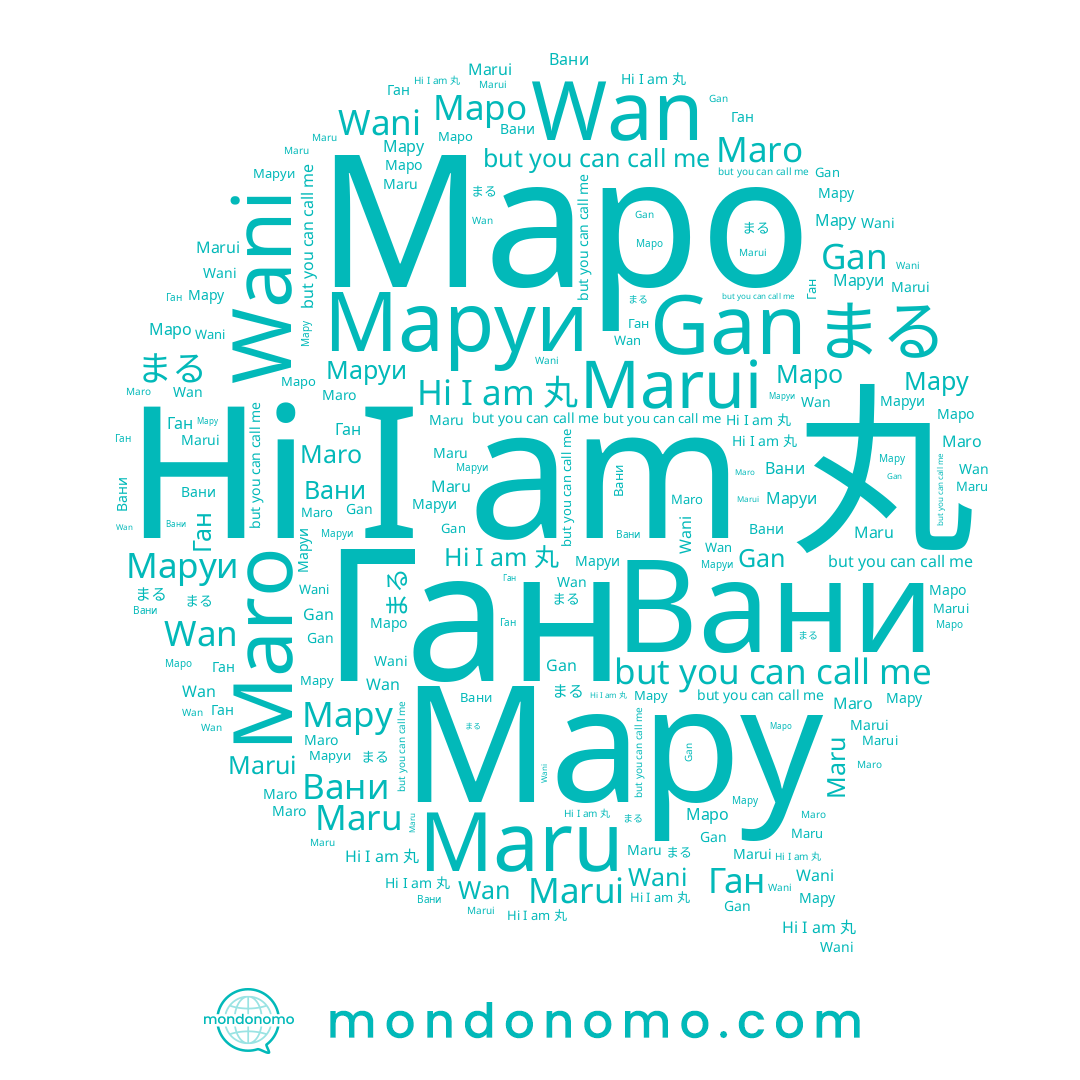 name Maro, name Maru, name Wan, name Ган, name Gan, name まる, name Wani, name Маро, name 丸, name Marui, name Вани, name Мару