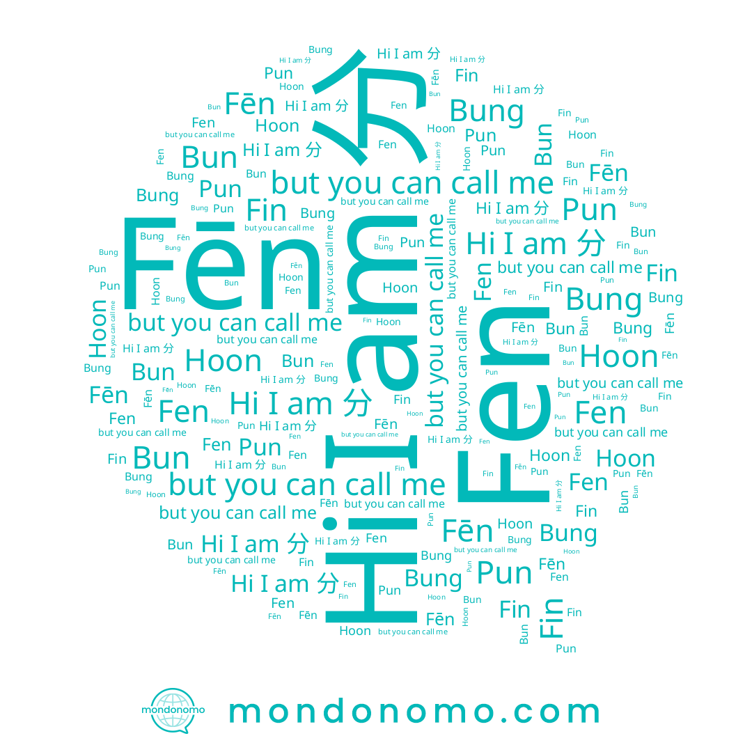name Hoon, name Bun, name Fen, name Fēn, name Bung, name Pun, name Fin, name 分