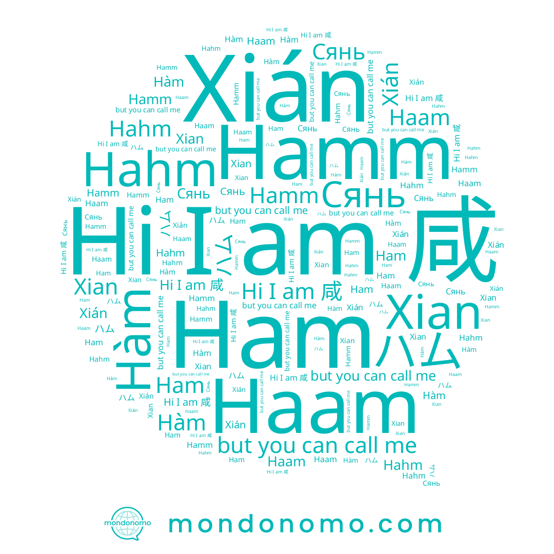 name Hahm, name Ham, name 함, name Hamm, name ハム, name 咸, name Xián, name Haam, name Xian, name Сянь, name Hàm