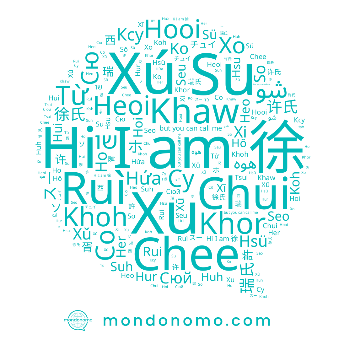 name Xú, name هوه, name Khaw, name Сюй, name שו, name Chee, name Seo, name スー, name Seu, name Hsu, name Xū, name Heoi, name Từ, name Су, name 서, name Hứa, name Huh, name Hui, name Heo, name Xī, name Xǔ, name チュイ, name Koh, name Ruì, name Rui, name Hur, name Ko, name Со, name Khoh, name Sŏ, name Tsui, name 徐氏, name Hŏ, name شو, name Xi, name Ксу, name Hoi, name Hsü, name ホ, name Her, name Сю, name 瑞, name Xu, name 徐, name Suh, name Chui, name Hooi, name So, name Ho, name Su, name ソ, name Хо, name Khor, name Sü