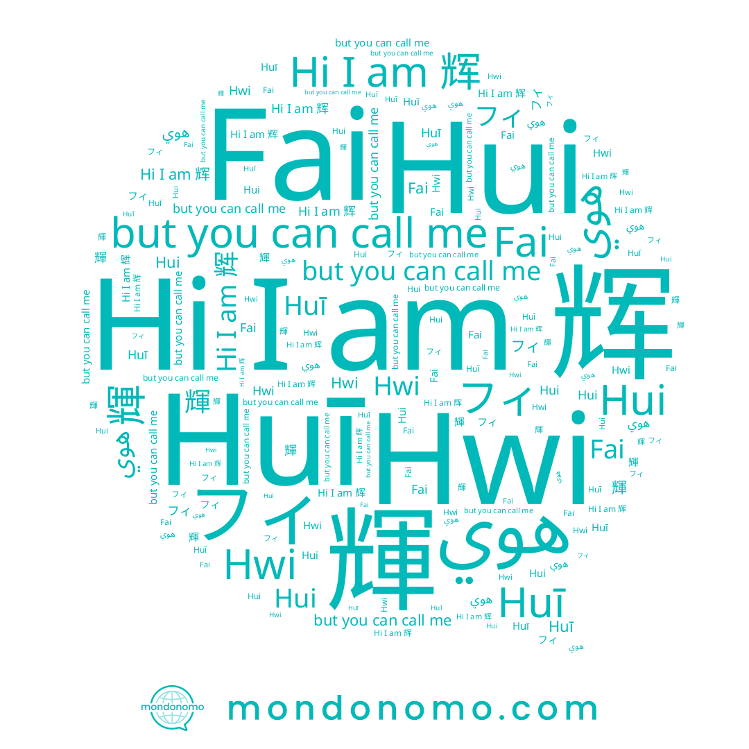 name 辉, name هوي, name Hwi, name Hui, name 輝, name フィ, name 휘, name Huī, name Fai