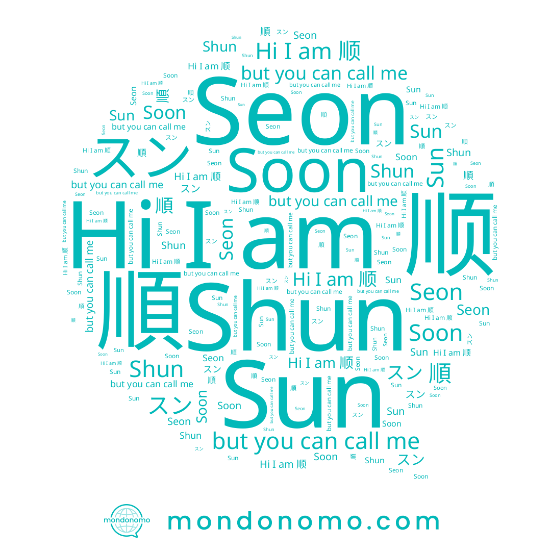 name スン, name Soon, name 順, name 顺, name 순, name Shun, name Seon, name Sun