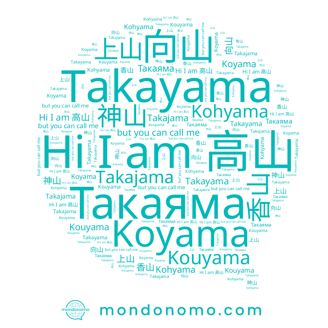 name 向山, name Koyama, name 上山, name 高山, name 神山, name Kohyama, name Takayama, name Takajama, name 香山, name Kouyama, name Такаяма