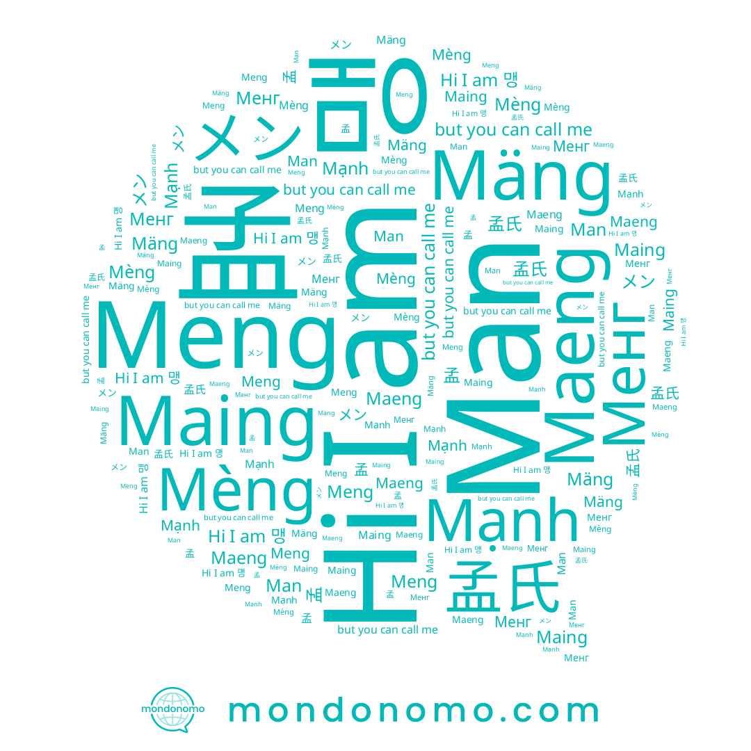 name メン, name Meng, name Maeng, name Maing, name 孟, name 맹, name Mèng, name Mäng, name Mạnh, name Man, name Менг, name 孟氏